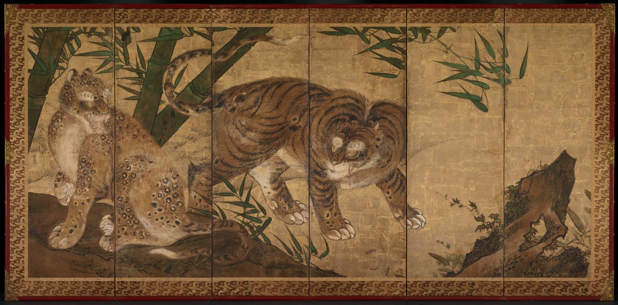 Tygr a leopard, 1668. od Sekkei Yamaguchi