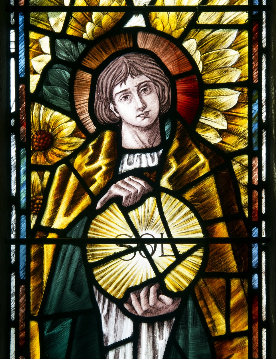 Detail archanděla St Uriel, kolem roku 1890 (vitráže) od Selwyn Image