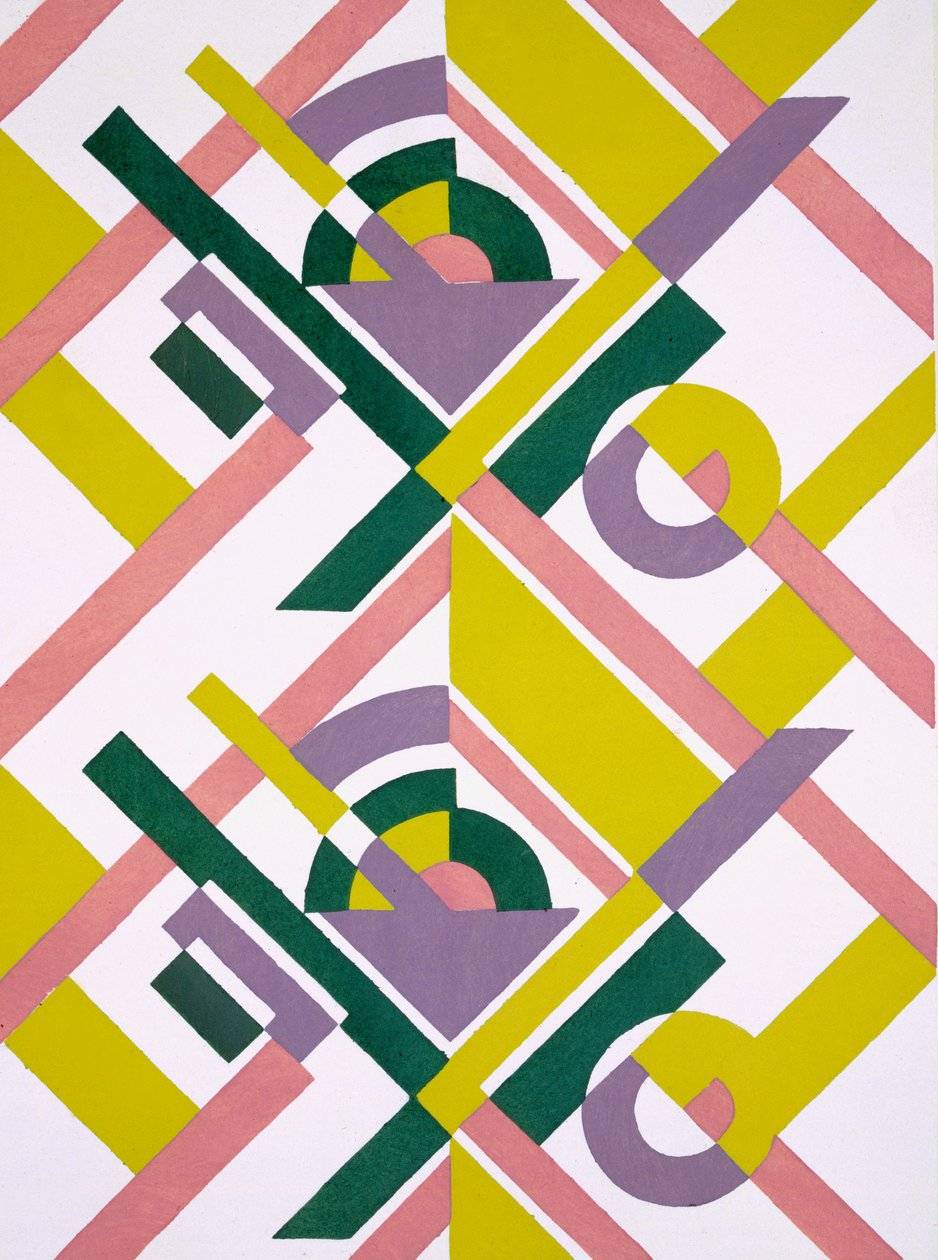 Návrh z knihy "Nouvelles Compositions Decoratives", konec 20. let 20. století (pochoárový tisk) od Serge Gladky