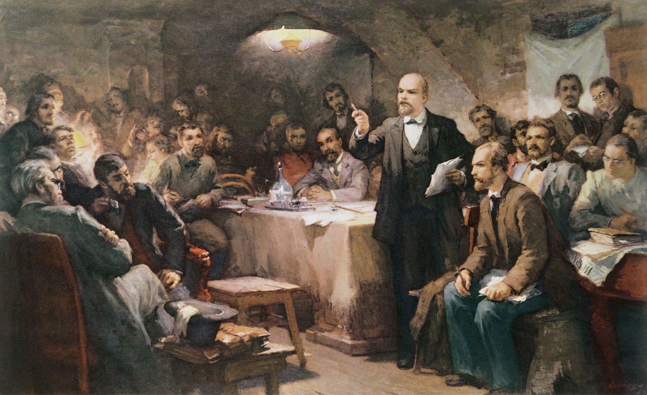 Zásah Vladimíra Lenina (1870-1924) na 2. kongresu R.S.D.R.P. v roce 1903 od Sergei Arsenevich Vinogradov