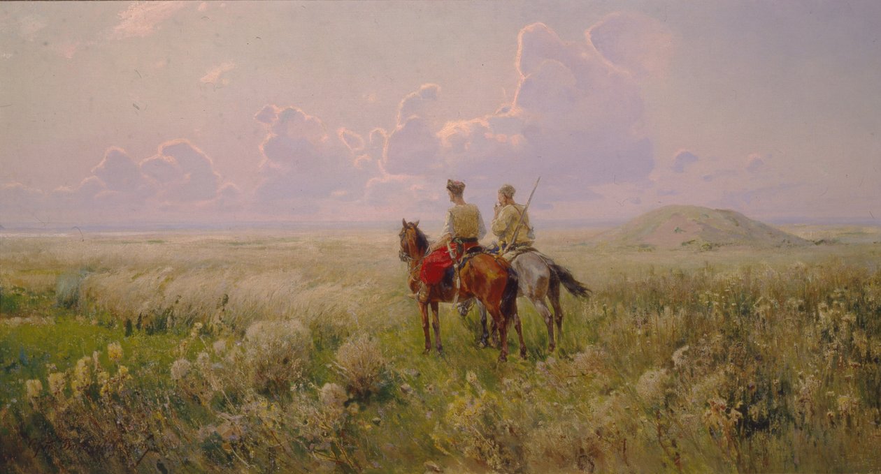 Kozáci ve stepi, 1900 od Sergei Ivanovich Vasilkovsky