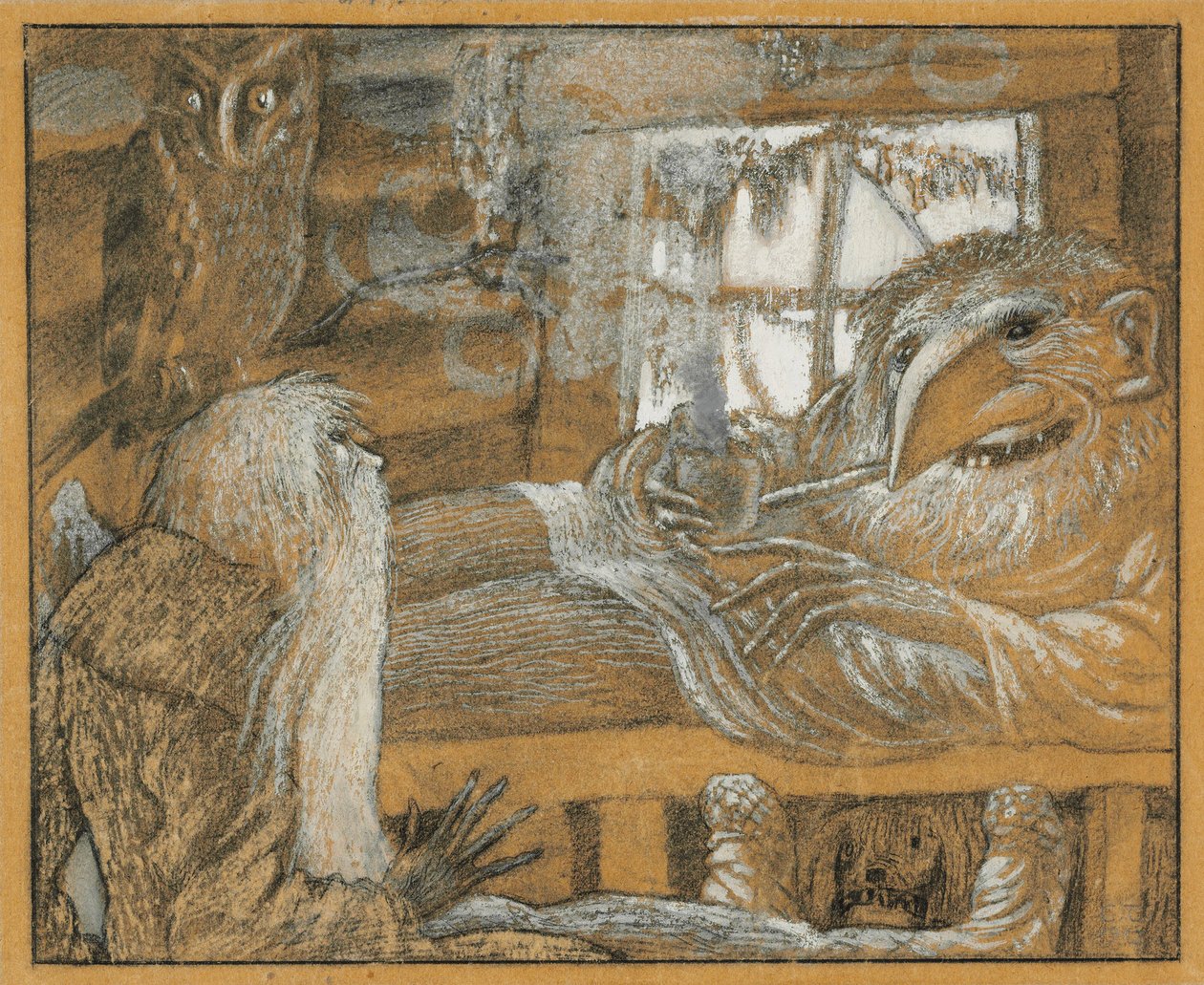 Rolník a domovoy, 1922. od Sergei Vasilevich Chekhonin