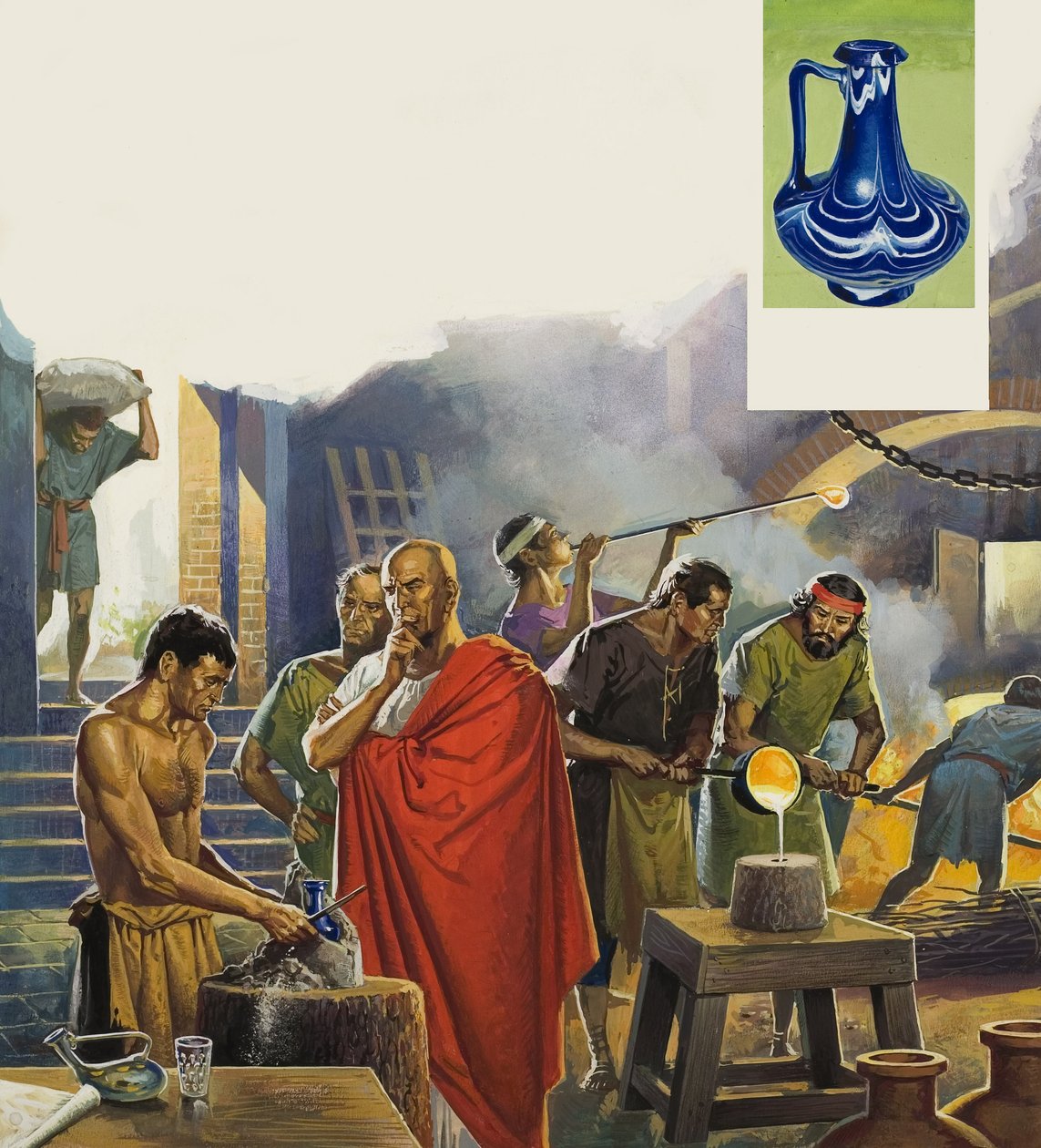Římská sklárna (kvaš na papíře) od Severino Baraldi