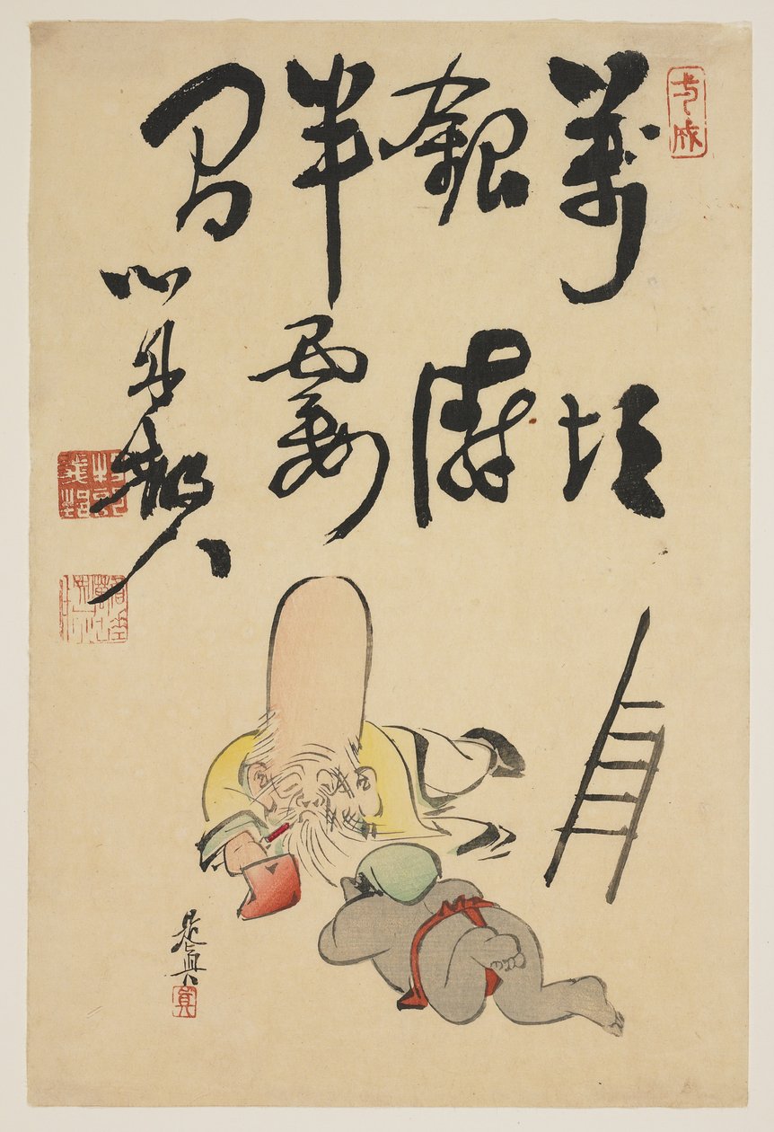 (bohové Fukurokuju a Daikoku) od Shibata Zeshin