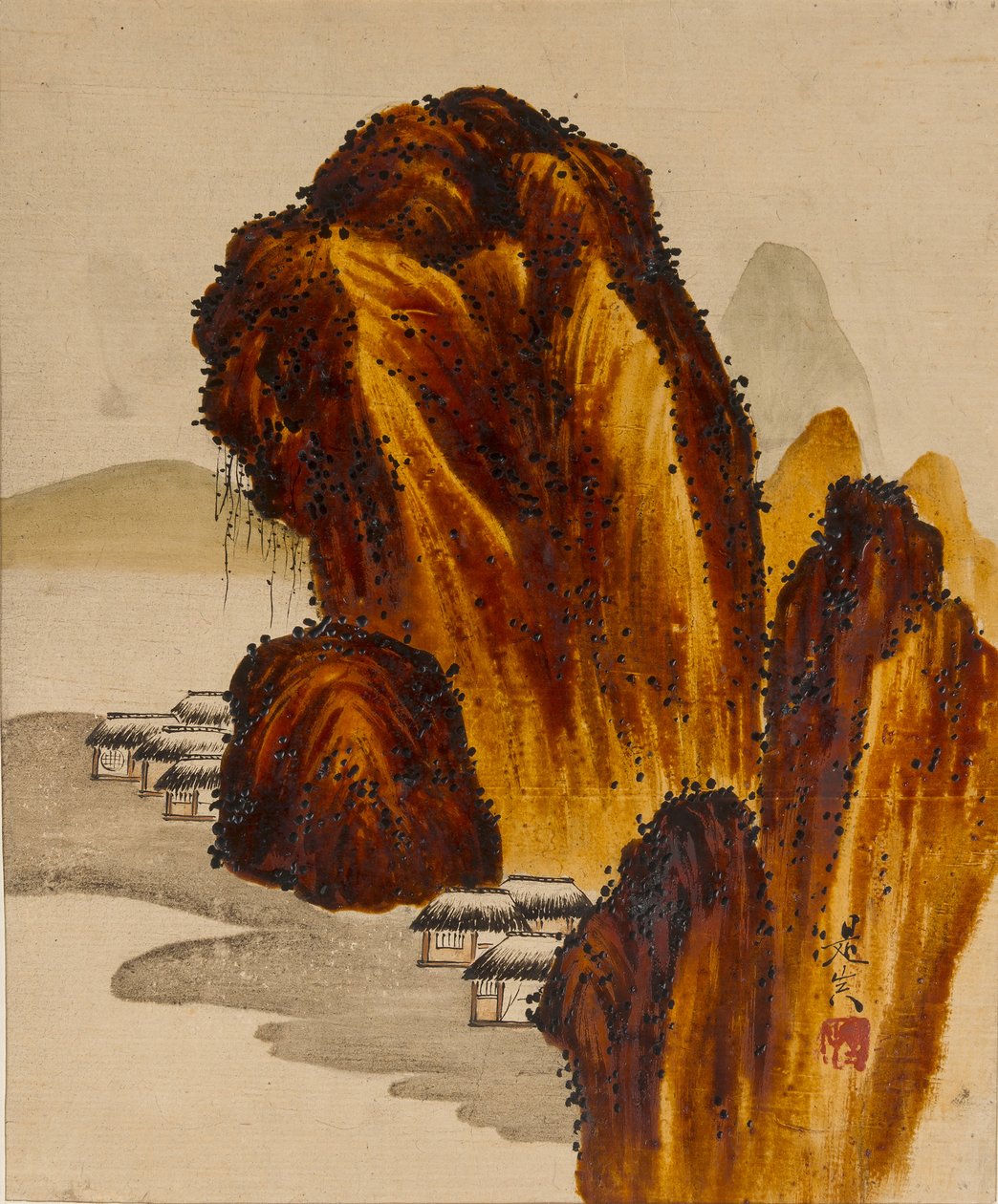 Vesnice mezi skalami, 19. století. od Shibata Zeshin