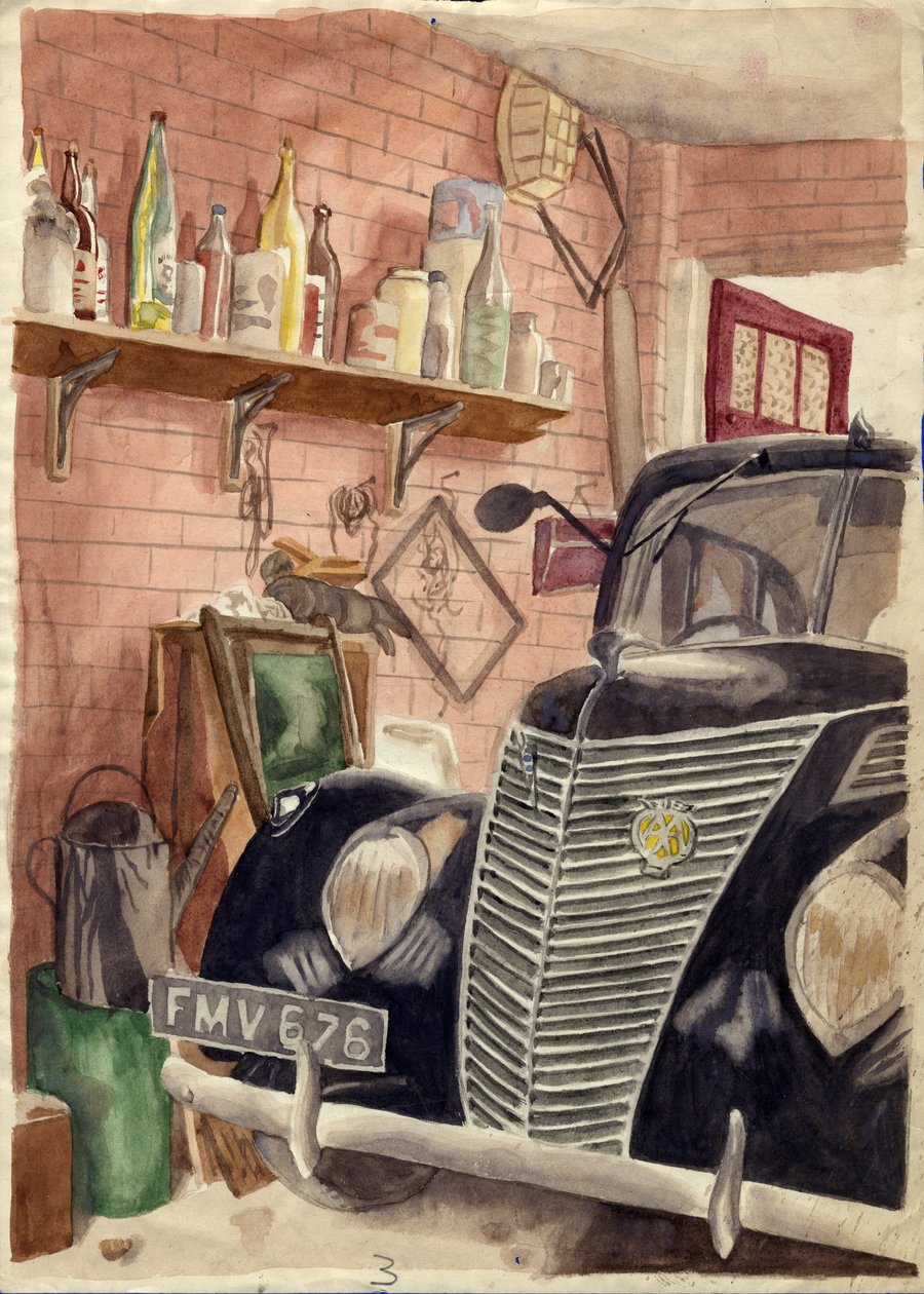 Auto v garáži, c1950. od Shirley Markham