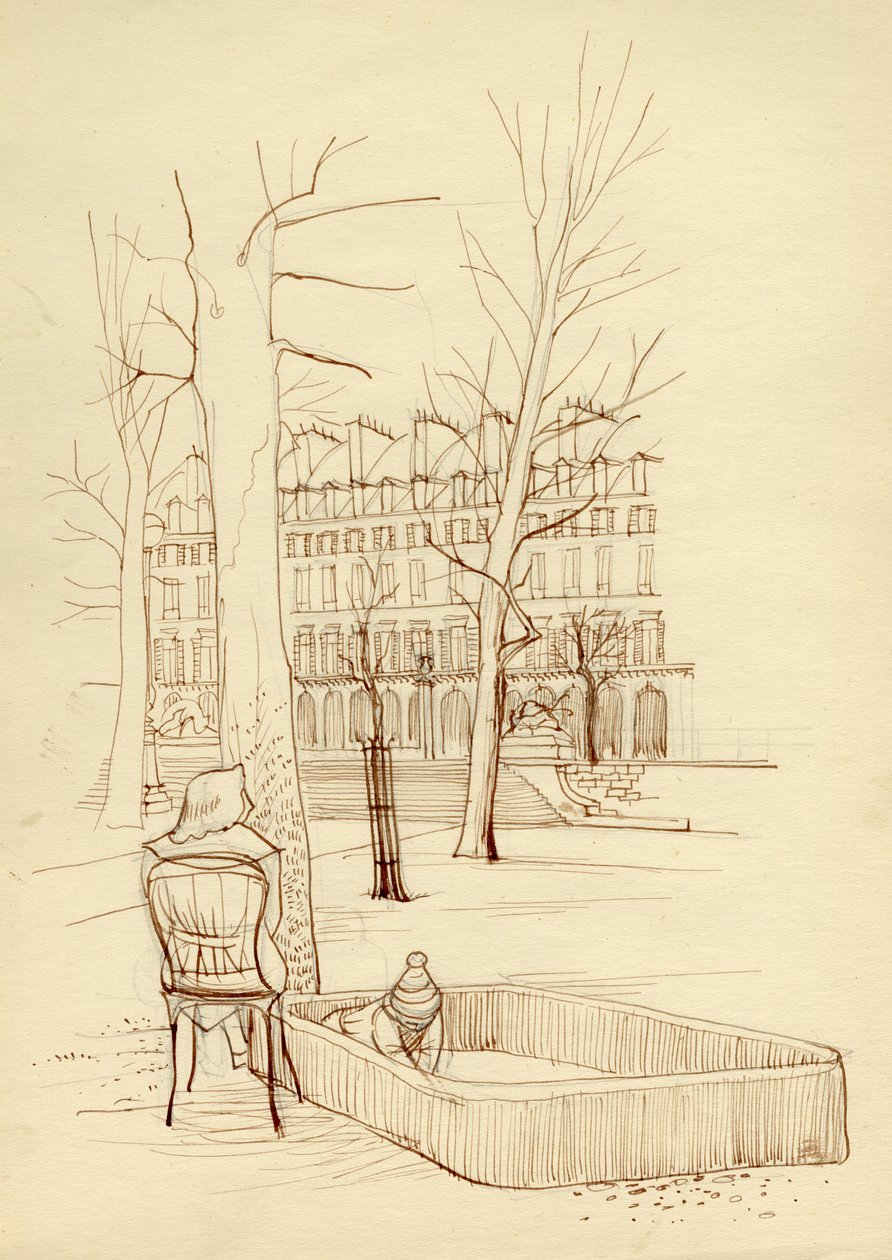 Dítě hrající si v pískovišti, Paříž, Francie, c1951. od Shirley Markham