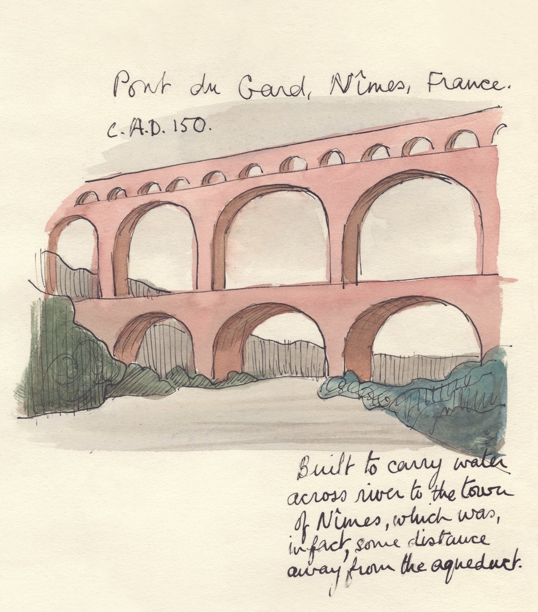 Pont du Gard, Nimes, Francie, 1951. od Shirley Markham