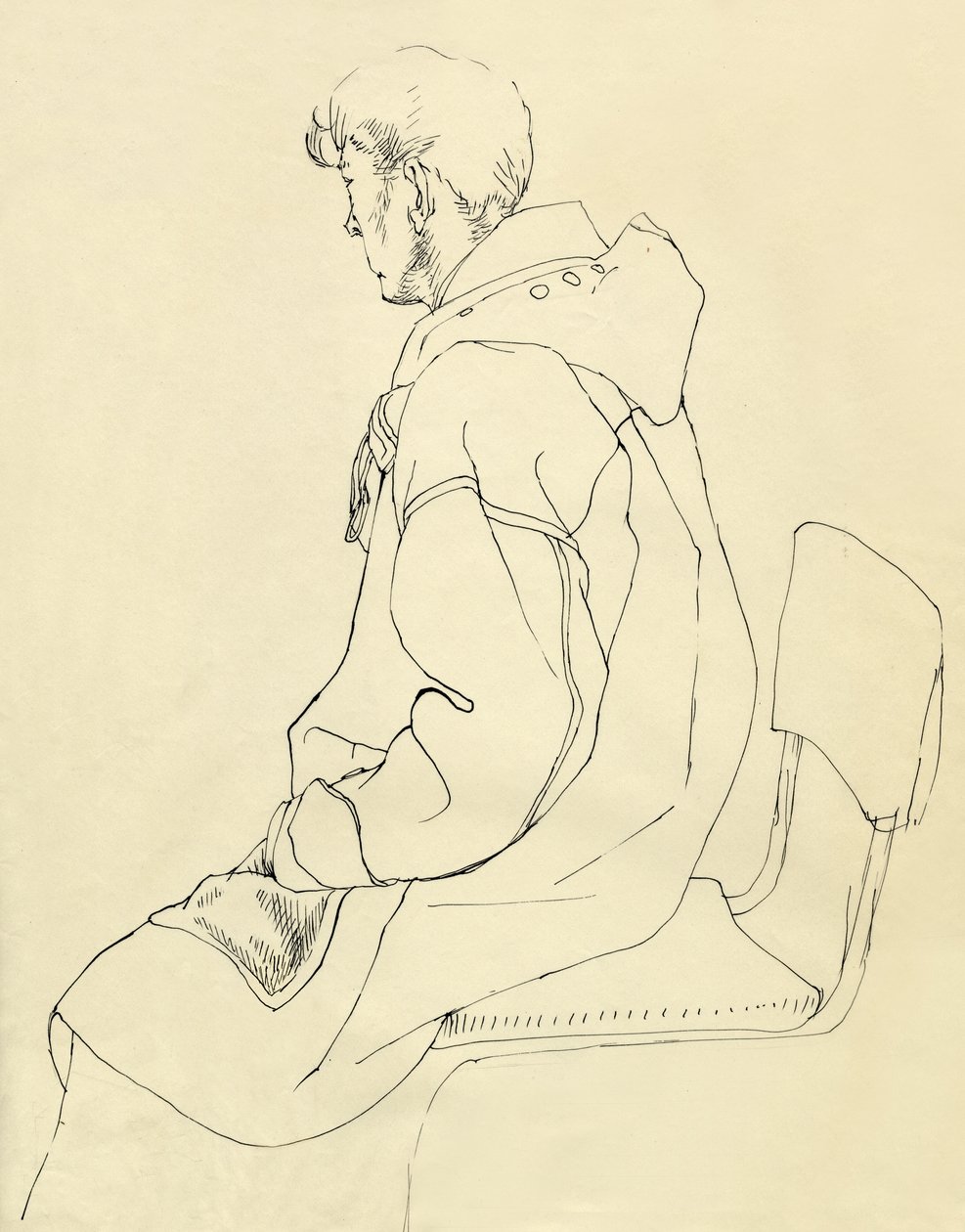 Sedící muž v duffel coat, c1952. od Shirley Markham