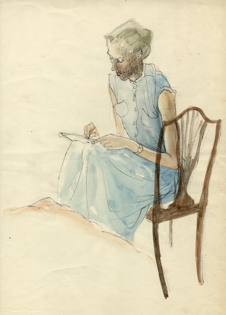 Sedící žena, psaní, 1952. od Shirley Markham
