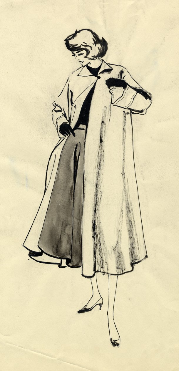 Žena v kabátě a celé sukni, c1950. od Shirley Markham
