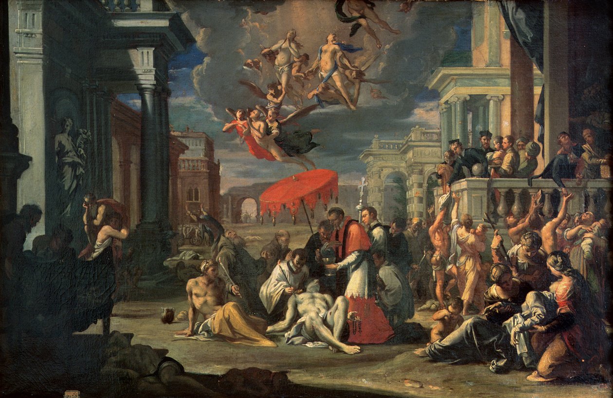 Svatý Karel Borromeus při udílení svátosti obětem moru v roce 1576 od Sigismondo Caula