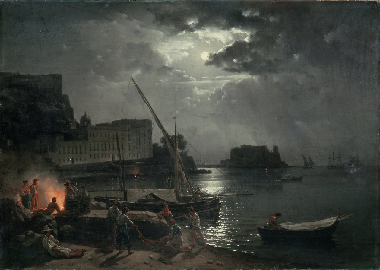 Pohled na Neapol v měsíčním světle, 1829 od Silvestr Fedosievich Shchedrin