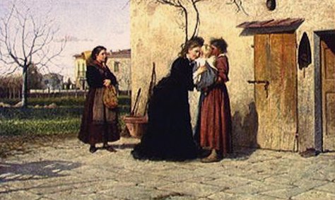 Na návštěvě u holčičky (olej na plátně) od Silvestro Lega
