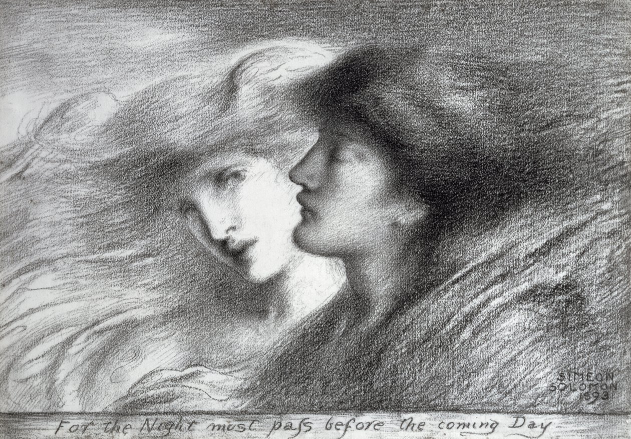 „Pro noc musí projít před nadcházejícím dnem“, 1893 (uhlí na papíře) od Simeon Solomon
