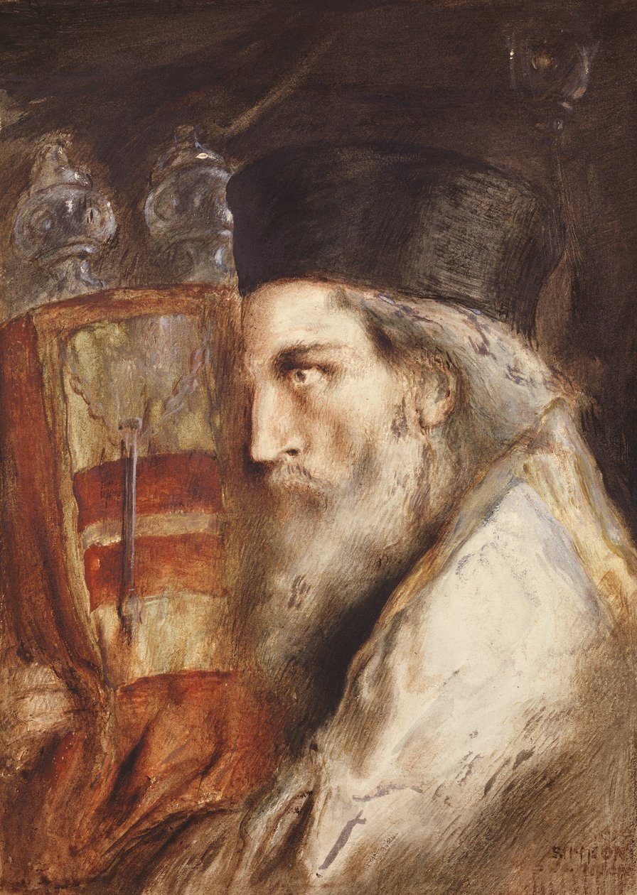 Rabín nesoucí Tóru (wc na papíře) od Simeon Solomon
