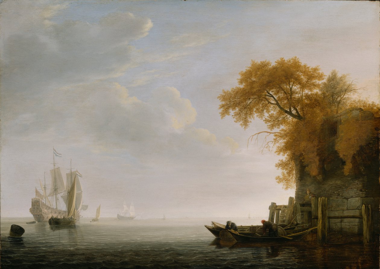 A Calm Sea, 1642 (olej na dubovém panelu) od Simon de Vlieger