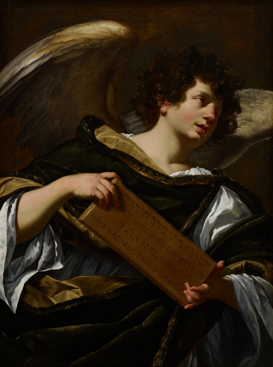 Andělé s atributy umučení, nápis z kříže, kolem 1624 od Simon Vouet