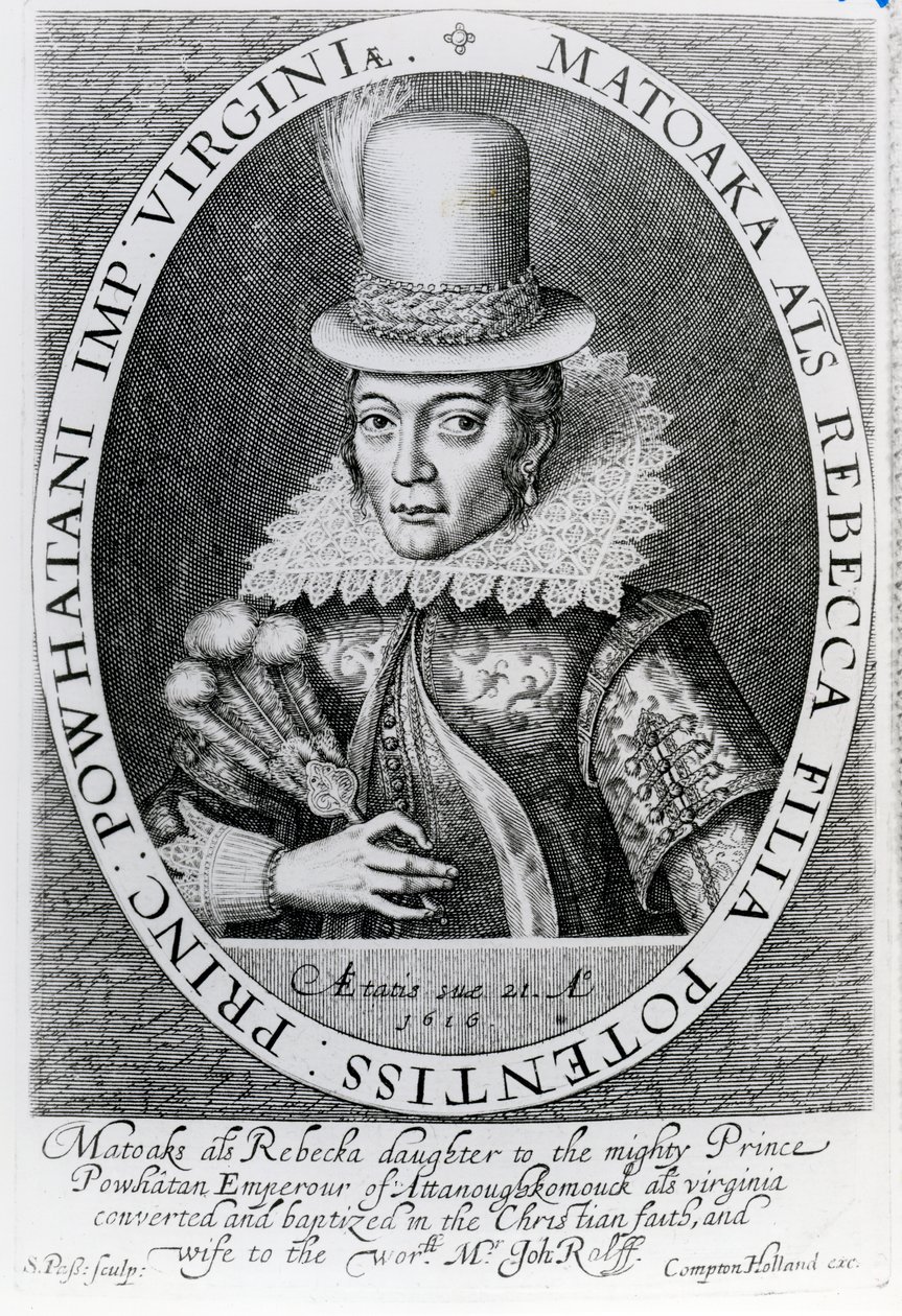 Pocahontas, 1616 od Simon de Passe