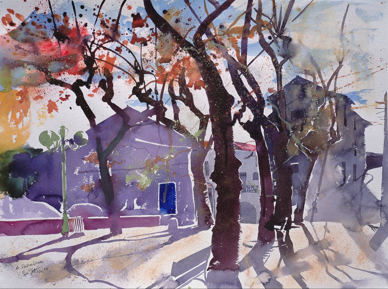 Puissalicon, 2010 Francie (akvarel) od Simon Fletcher