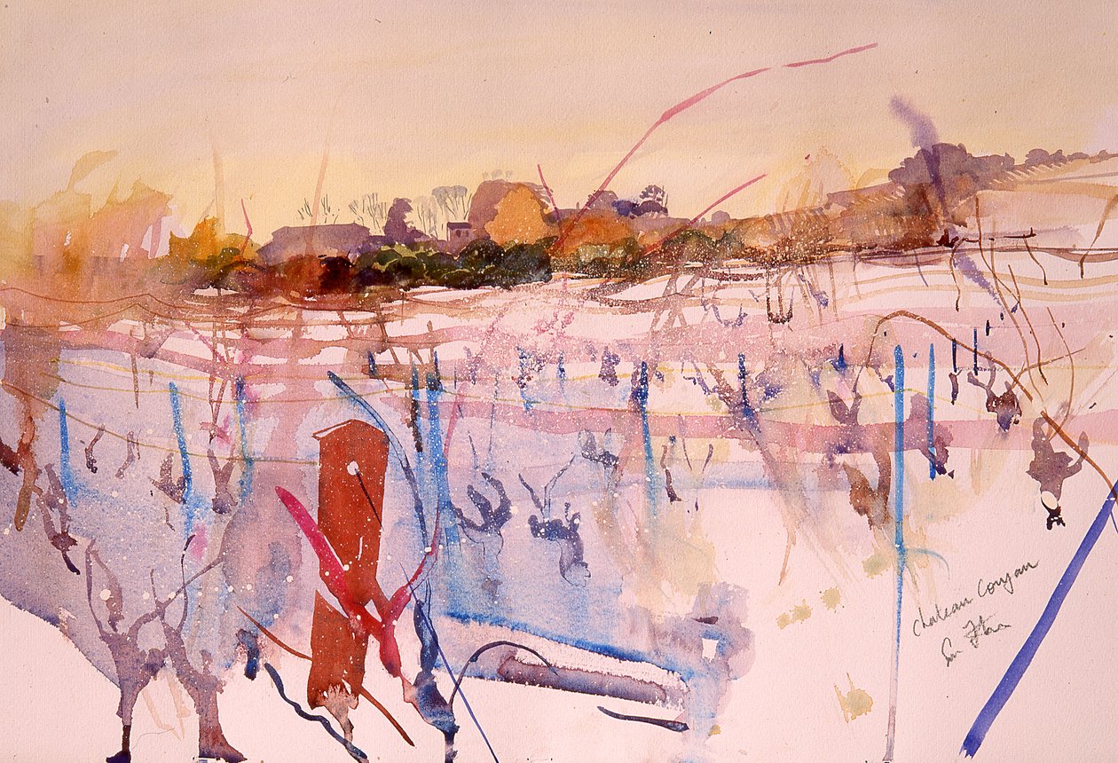 Zámek Coujan, zima, 2004 (akvarel) od Simon Fletcher
