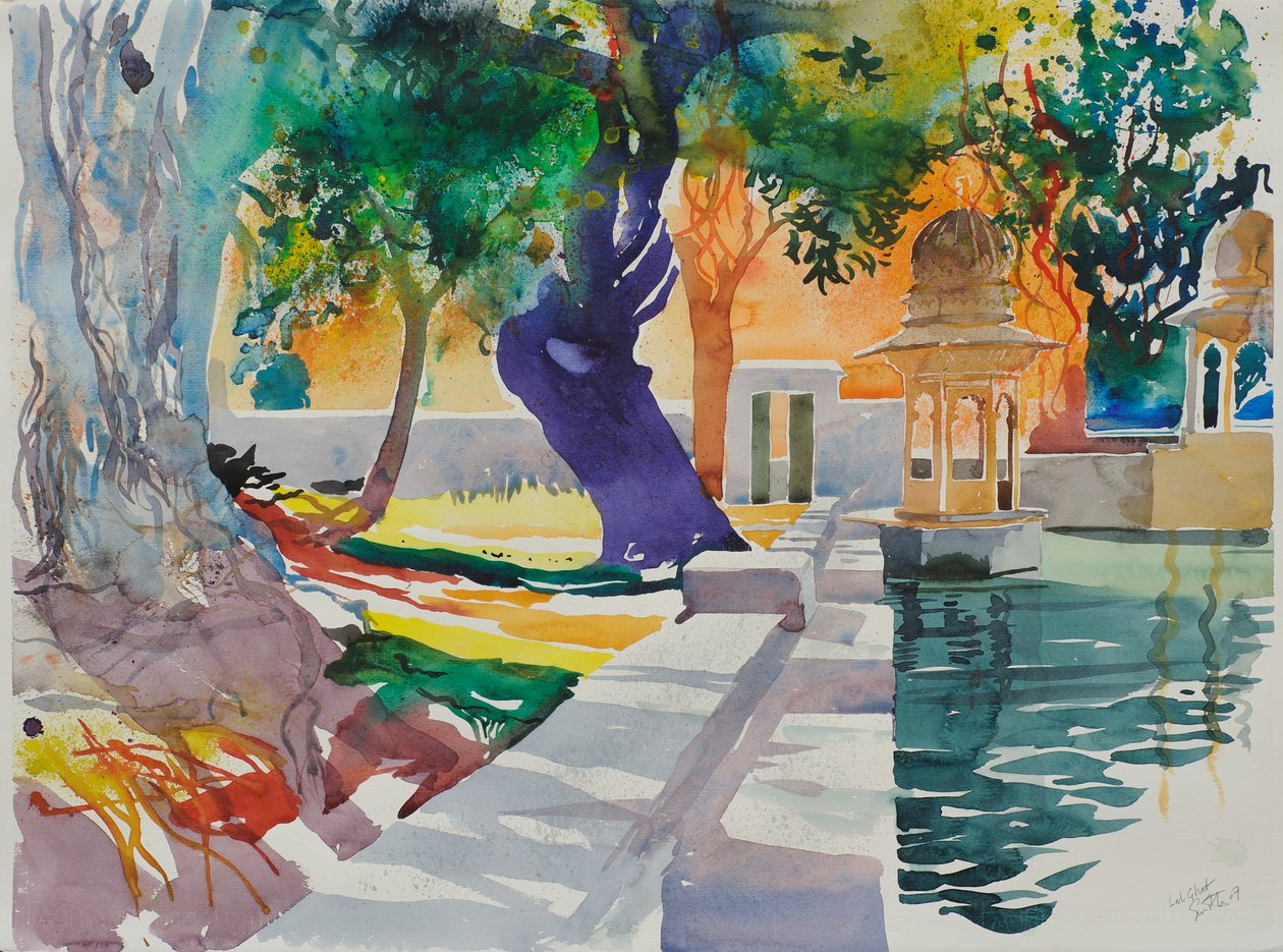 Lal Ghat, 2007 (akvarel na papíře) od Simon Fletcher