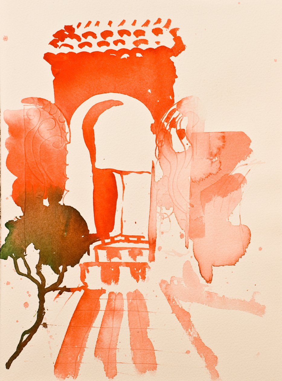 Červená brána, 2016 (akvarel) od Simon Fletcher