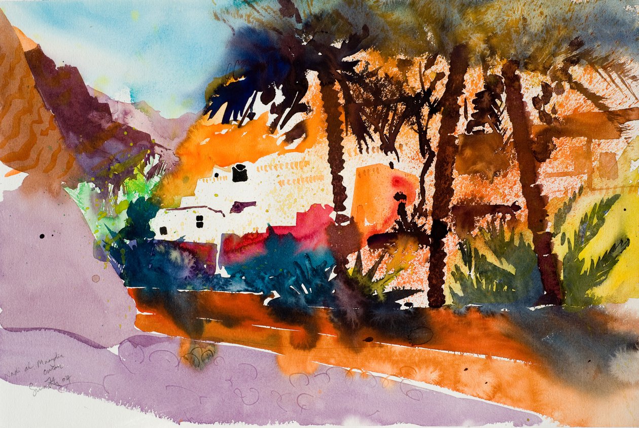 Wadi al Muaydin, 2004 (akvarel) od Simon Fletcher