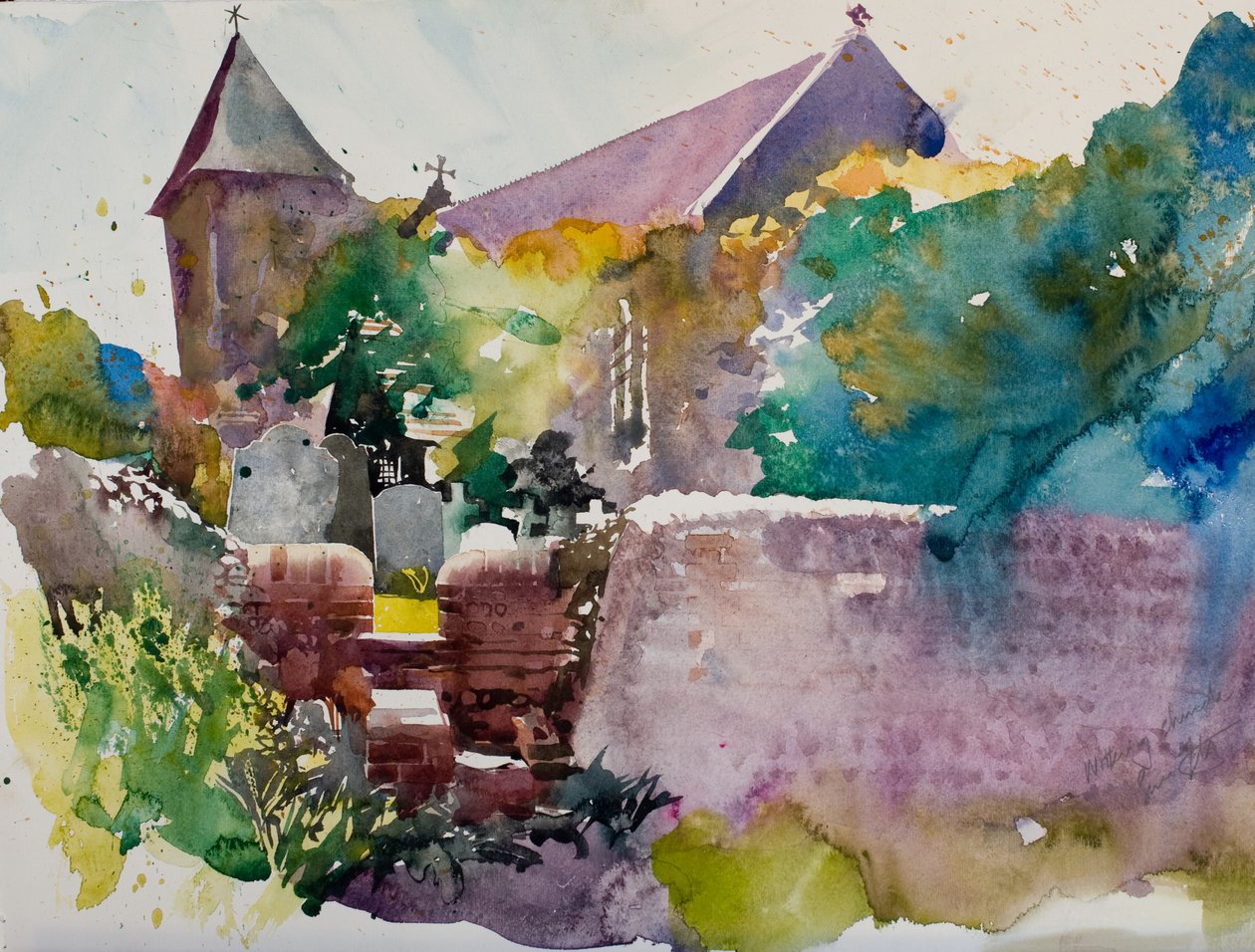 Kostel ve Witteringu, 2000 (akvarel) od Simon Fletcher