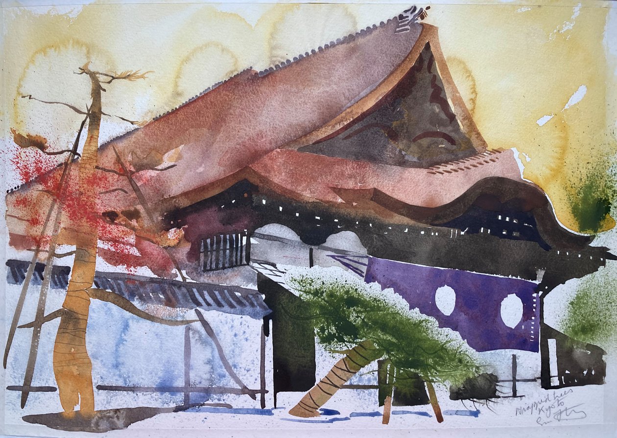 Obalené stromy Kjóto, 2000 (akvarel) od Simon Fletcher