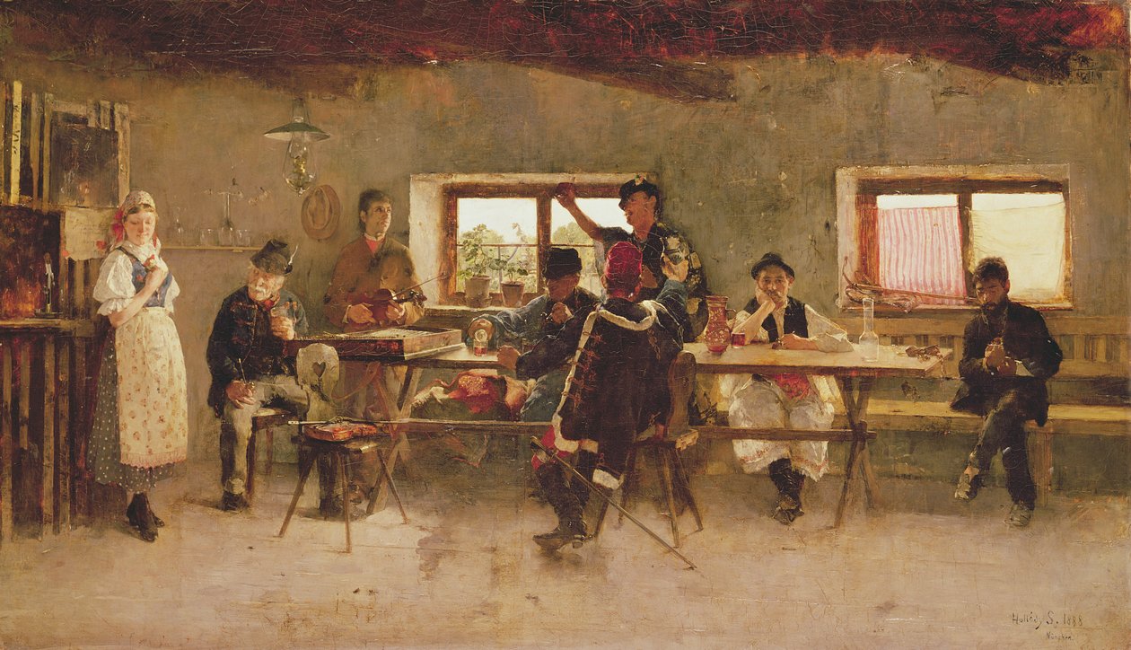 Radosti v hospodě, 1888 od Simon Hollosy