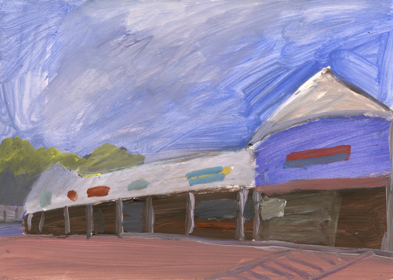 Strip Mall 4, 2023 (akryl na papíře) od Simon Neville