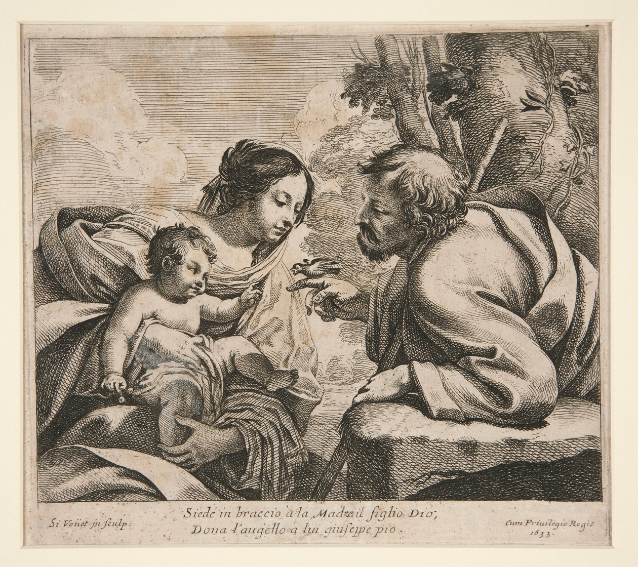 Svatá rodina s ptákem od Simon Vouet