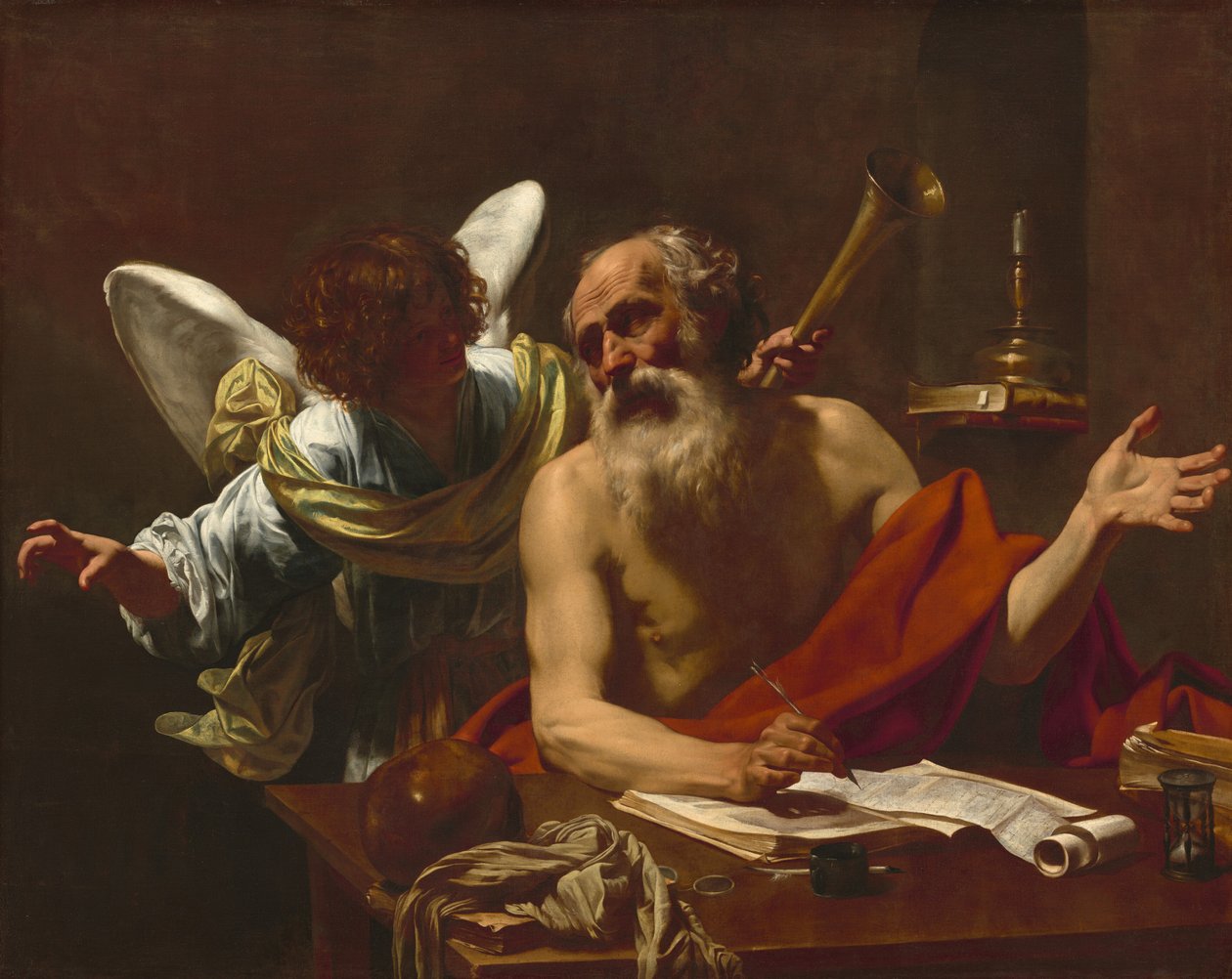 Svatý Jeroným a anděl od Simon Vouet