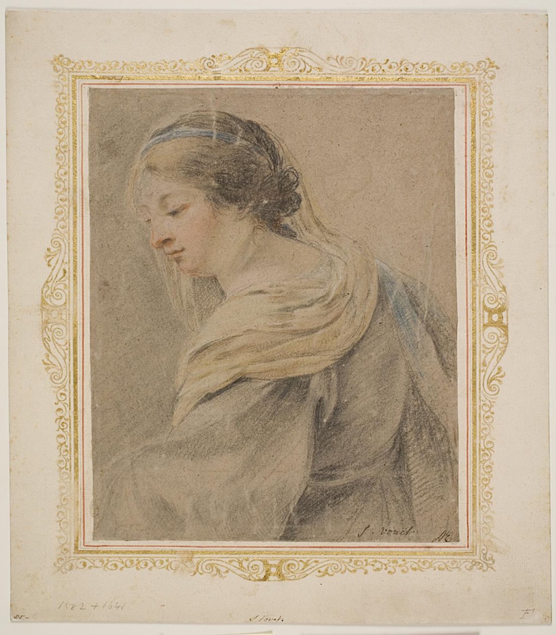 Studie ženy pro "Madonna a dítě" od Simon Vouet