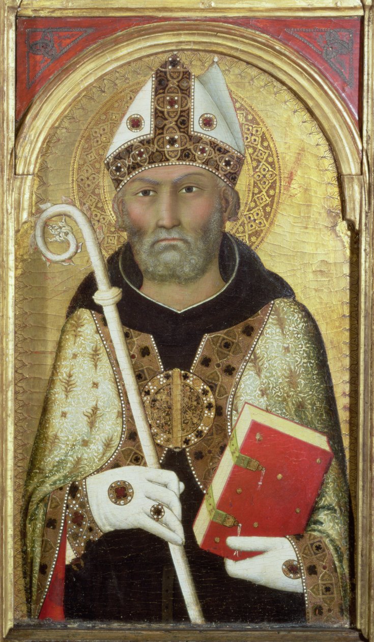 St. Augustine, c.1319 (tempera se zlatem na panelu) (detail 58835) od Simone Martini