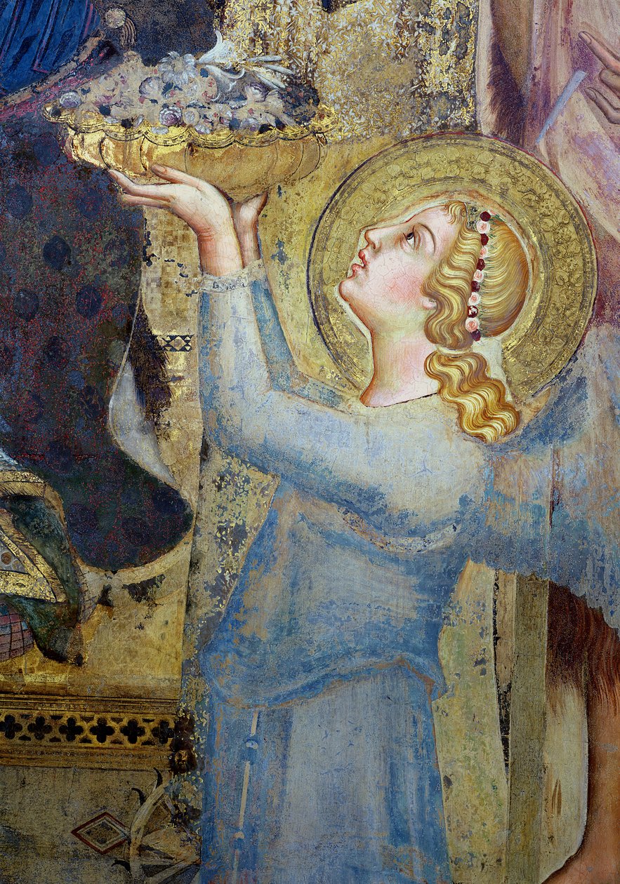 Maesta: Anděl obětující květiny Panně, 1315 detail fresky z 51591 od Simone Martini