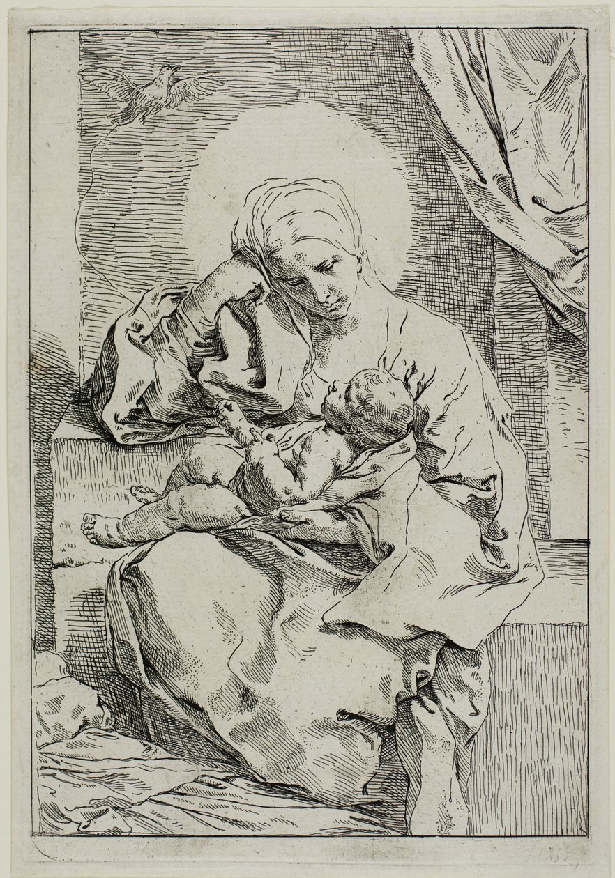 Madonna a dítě s pěnkavou od Simone Cantarini
