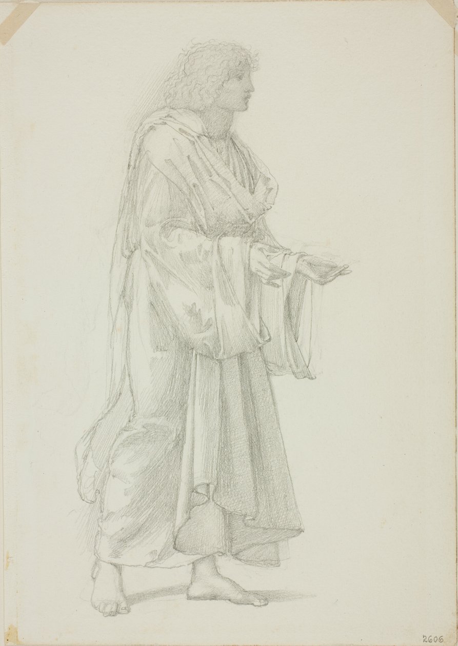 Zahalená stojící mužská postava od Sir Edward Burne Jones