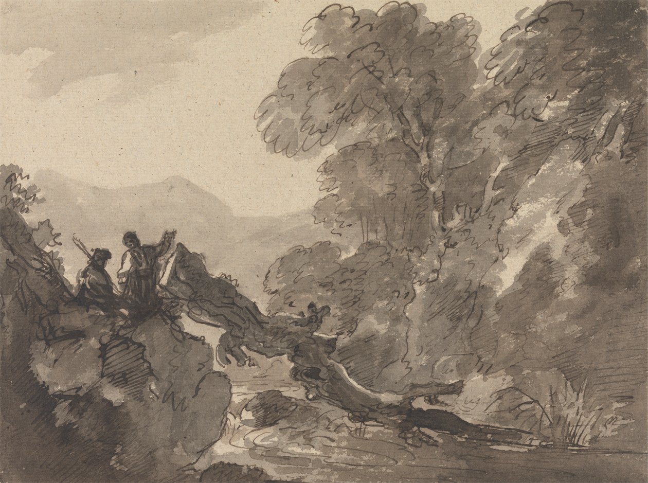 Romantická krajina od Sir George Howland Beaumont seventh Baronet