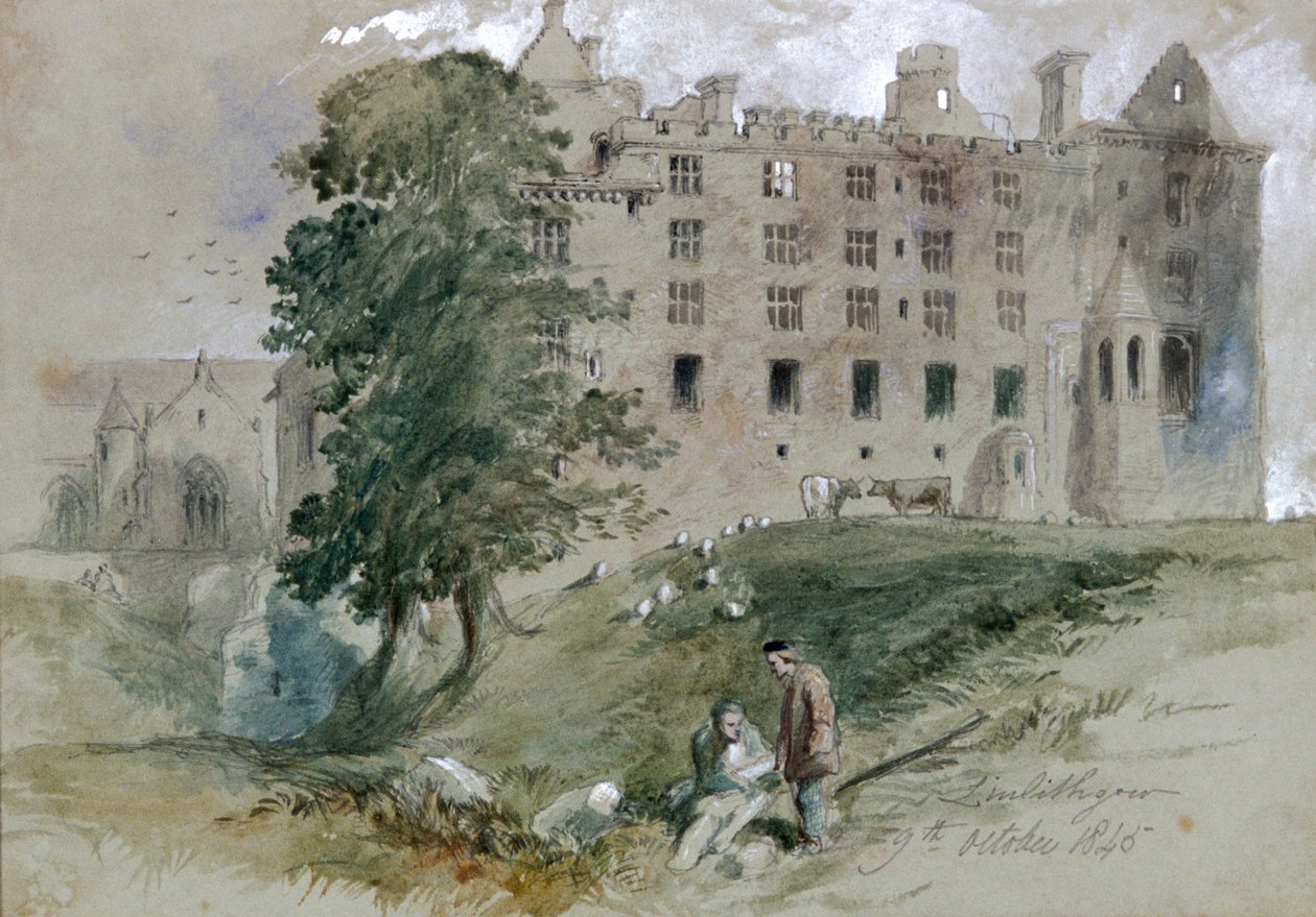 Hrad Linlithgow, West Lothian, Skotsko, 1845 od Sir John Gilbert