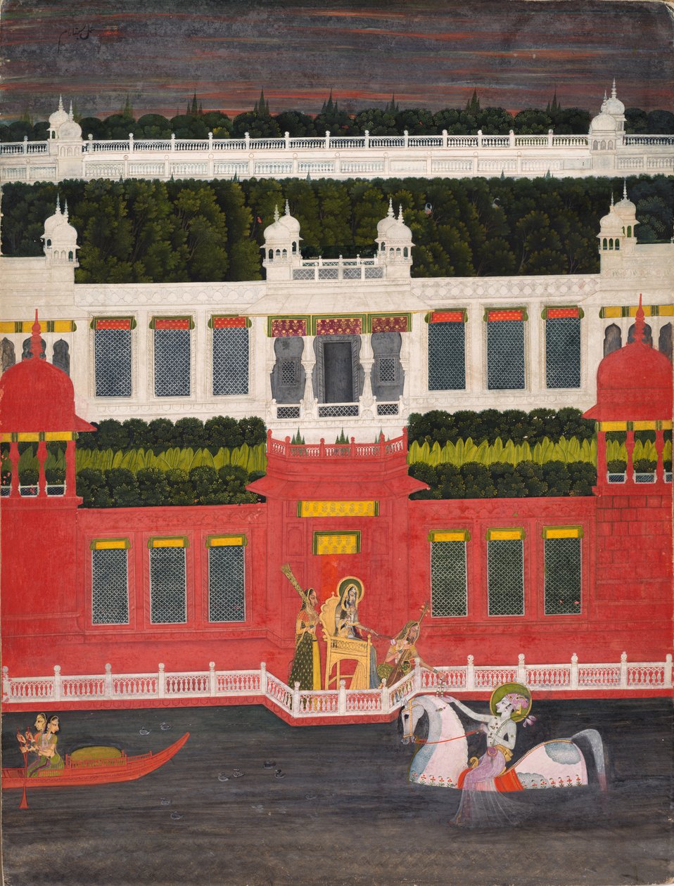 Krišna dostává květinovou girlandu, c. 1750-1760. od Sitaram