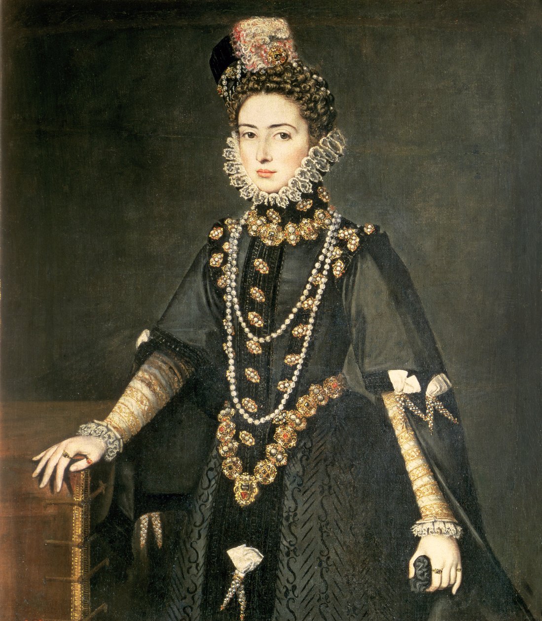 Infanta Catalina Micaela, vévodkyně Savojská (1567-97), dcera Filipa II. Španělského (1527-98) a Isabelly z Valois (1545-68), si vzala Charlese Emmanuela, vévodu Savojského, 1584 od Sofonisba Anguissola