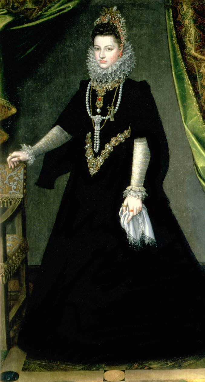 Infanta Isabella Clara Eugenia (1566-1633), dcera španělského krále Filipa II. (1556-98) a Isabelly z Valois (1545-68), 1599 od Sofonisba Anguissola