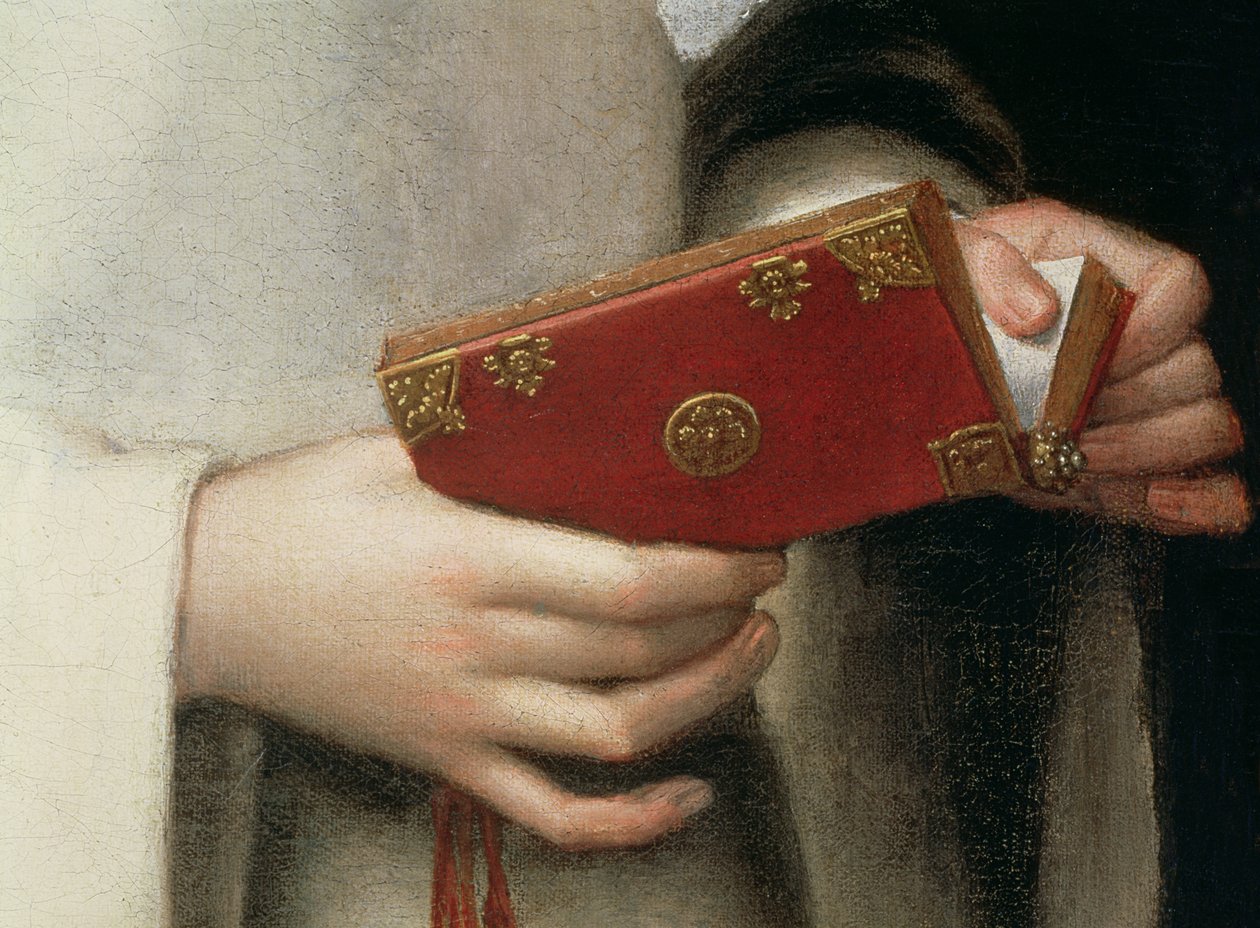 Portrét umělcovy sestry v oděvu jeptišky, detail její modlitební knížky (detail 79749) od Sofonisba Anguissola
