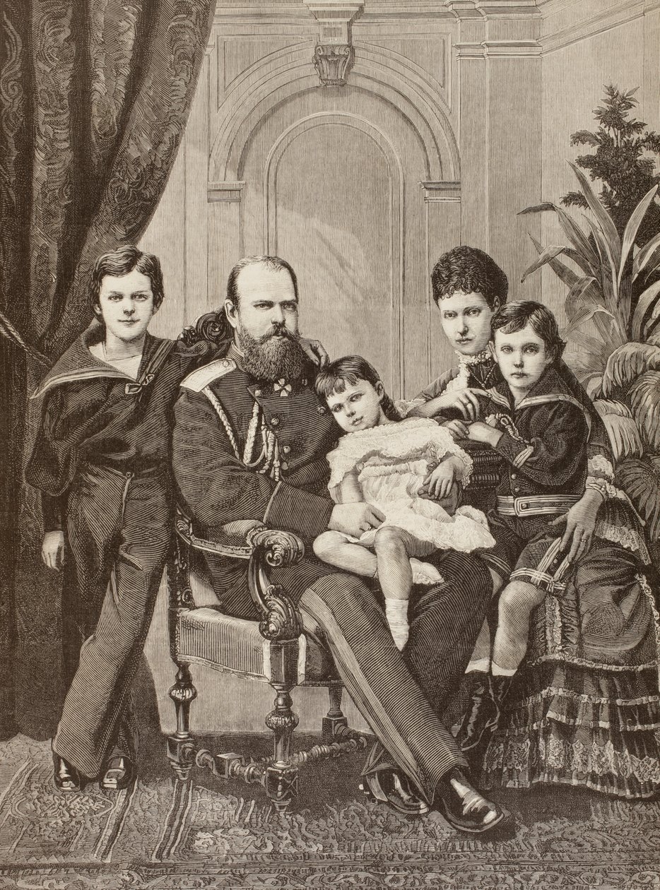 Alexander III Ruska a jeho rodina, z „La Ilustracion Espanola y Americana“ z roku 1881 od Spanish School