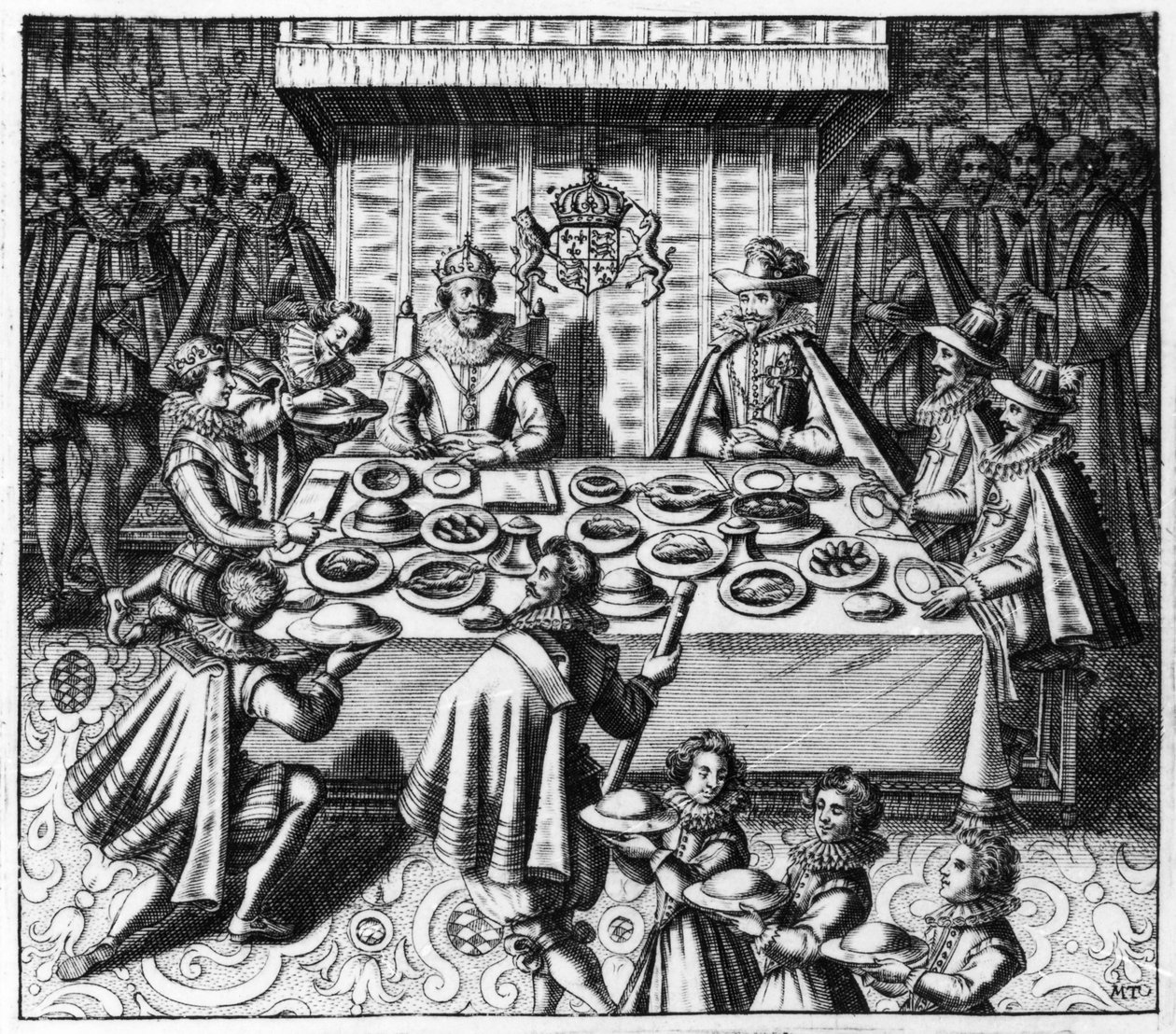 Španělský velvyslanec večeří s anglickým králem Jakubem I., asi 1620-25 od Spanish School