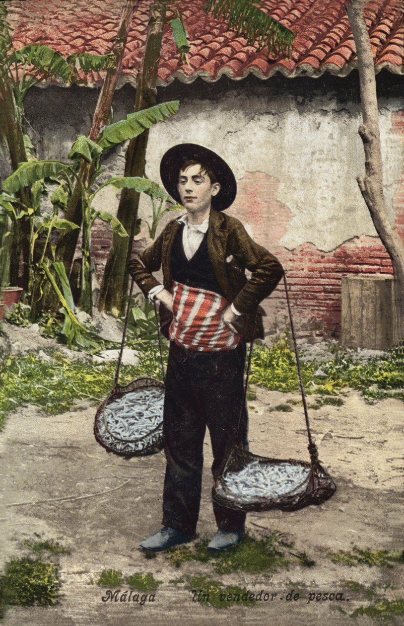 Prodavač ryb, Malaga, Španělsko (barevné foto) od Spanish Photographer