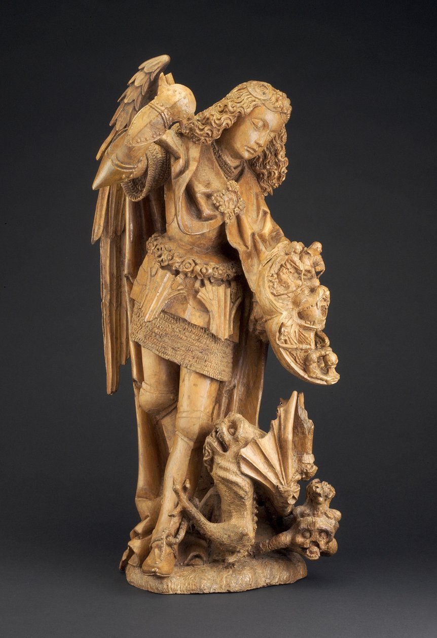 Saint Michael and the Devil, c.1475-1500 (topol) od Spanish School