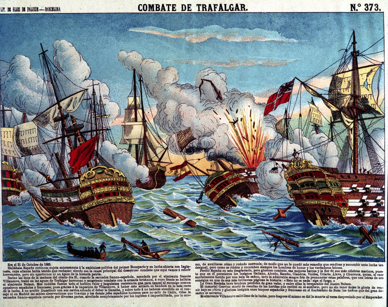 Bitva o Trafalgar, 21. října od Spanish School